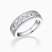 ROUND CUT MOISSANITE DIAMOND TRIPLE ROWS WEDDING BAND Mapple Gems